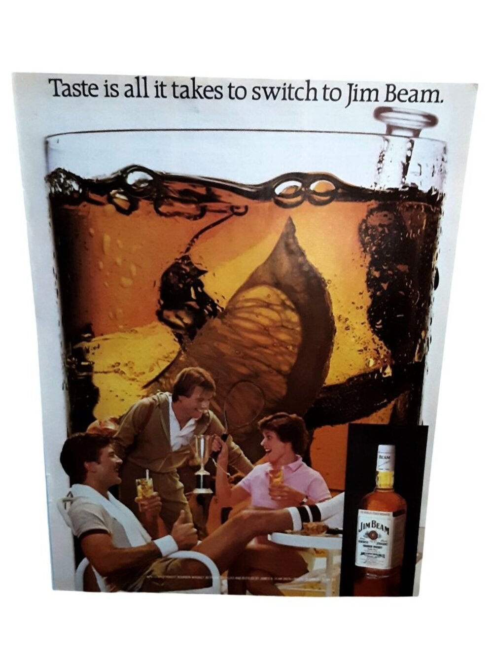 1983 Jim Beam Bourbon Whiskey Vintage Print Ad Taste Is All It Takes